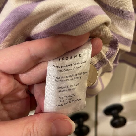 Sezane Colette mariniere lilac ecru stripe size XXXL - Picture 5 of 7